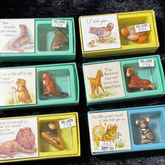Vintage American Greetings  Americard Miniture Animals And Card NOS Set Of 6 - Picture 1 of 7